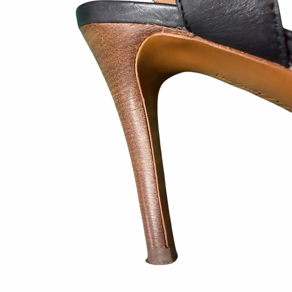 Brooks Brothers Black Leather Ankle Strap Heels Classic Elegant Sandals View 6